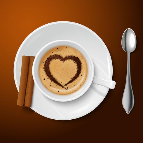 Realistic white cup filled with coffee vector