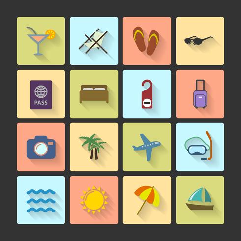 Iconos de diseño de interfaz de usuario de vacaciones, sombras cuadradas vector