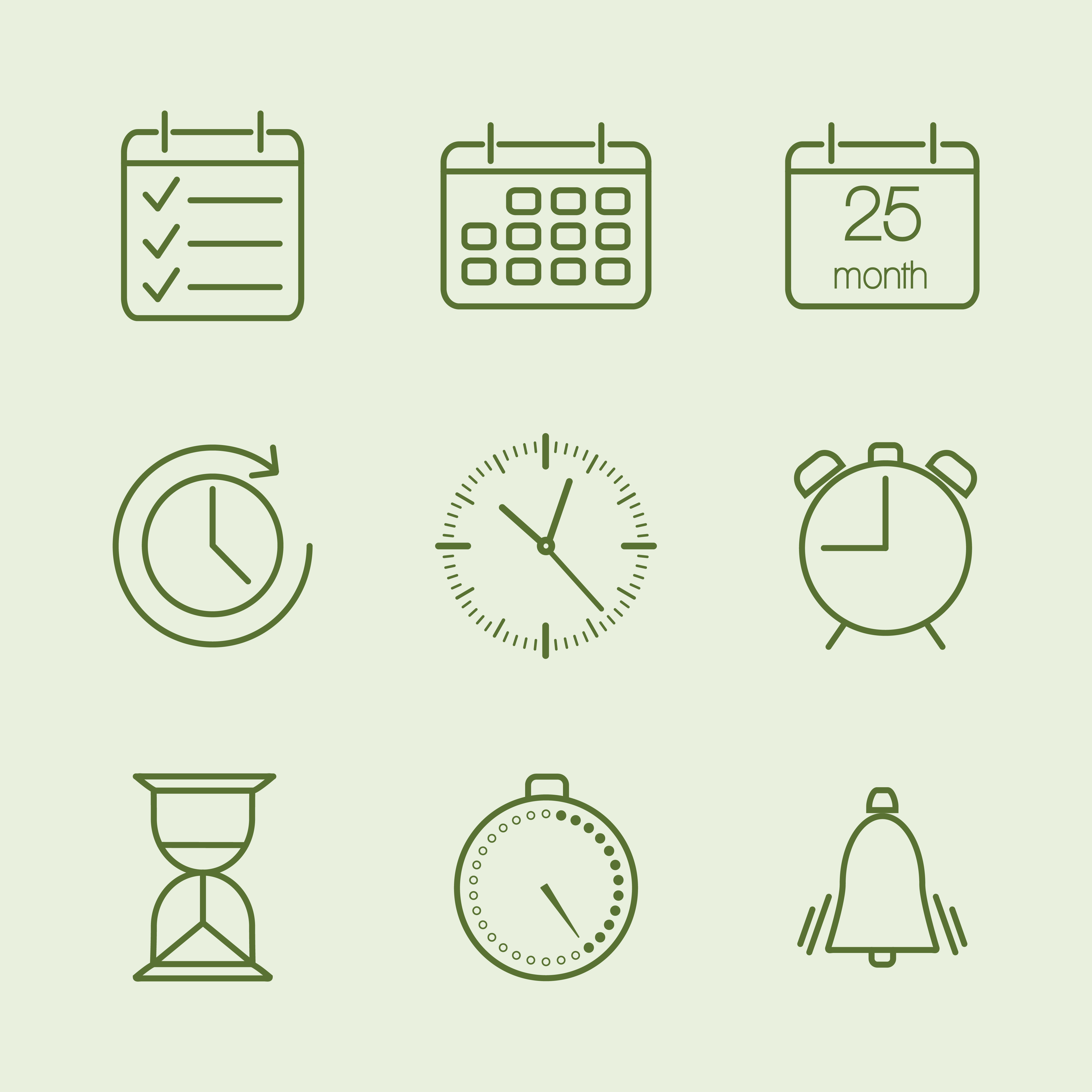 Contoured time and calendar icons 429238 vector art at vecteezy