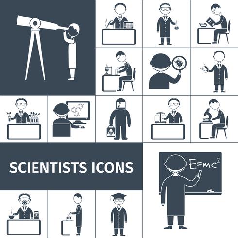 Scientist Icons Black vector