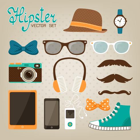 Conjunto de iconos de elementos hipster vector