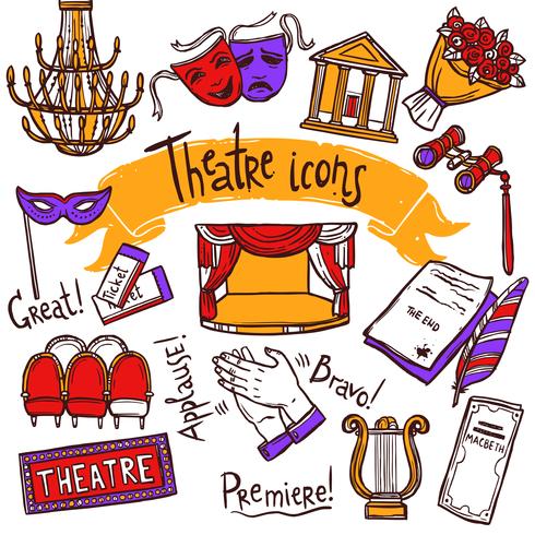 Theater Icons Set vector