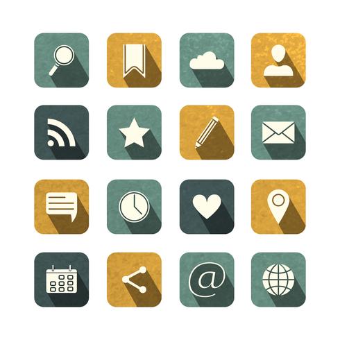 Vintage social media icons set vector