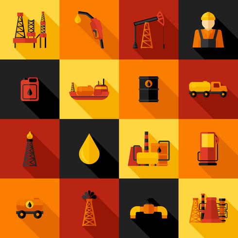 Oil Industry Icons Flat vector
