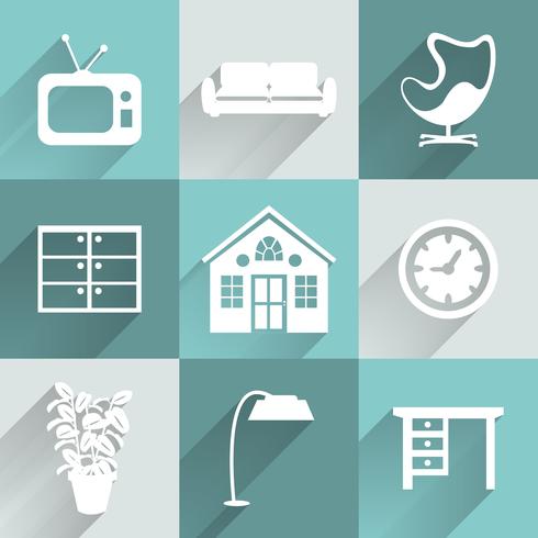 Interior furniture icons set vector