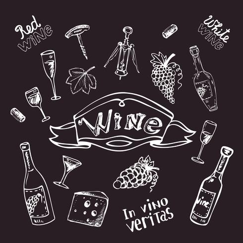 Wine set on chalk board vector
