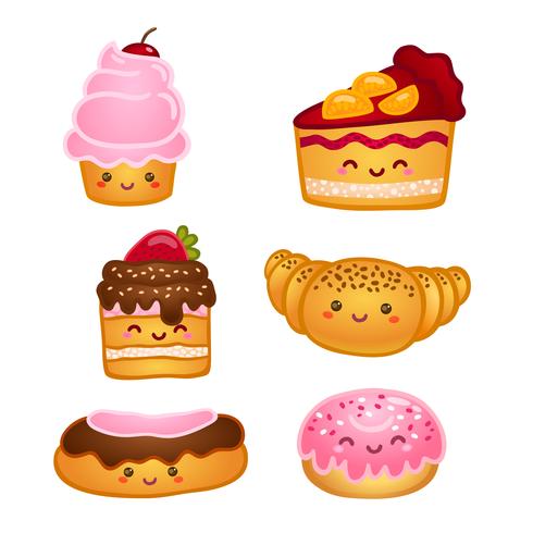 Collection of sweet pastries vector