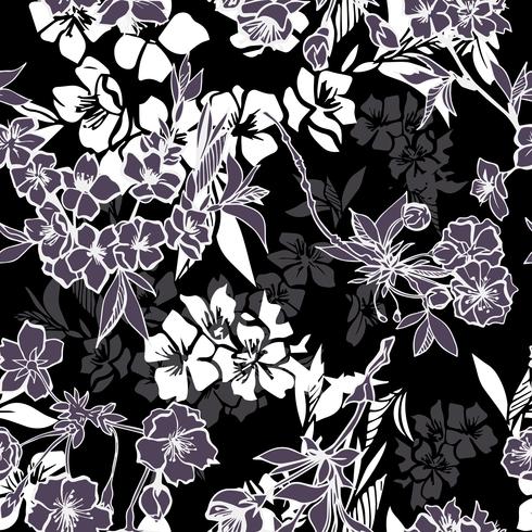 Seamless pattern with blossoming cherry or sakura vector