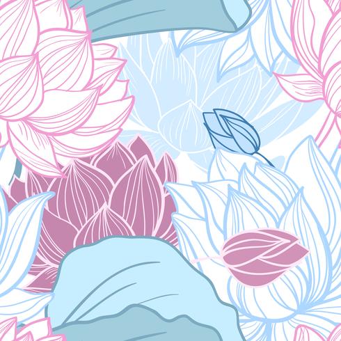 lotus seamless pattern vector