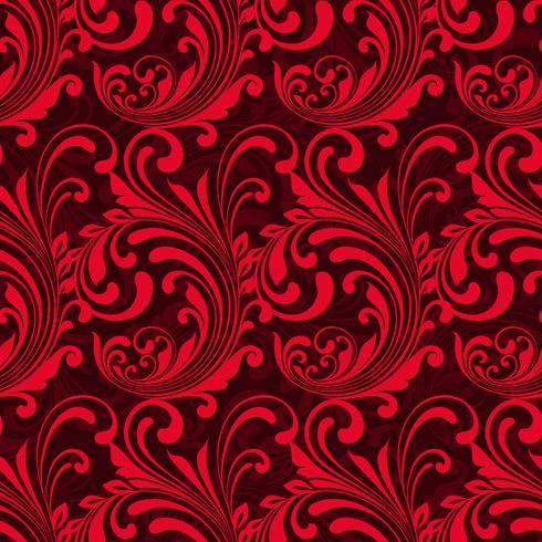 Bright red ornamental seamless pattern vector