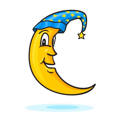 Moon in nightcap with gold star vector