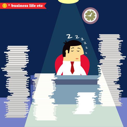 Businessman sleeping at the desk vector