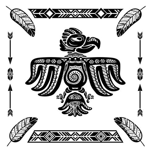 Tatuaje tribal de águila india vector