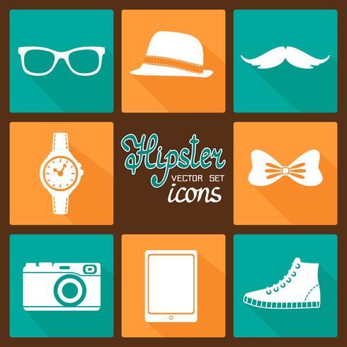 Hipster accessories pictograms set vector