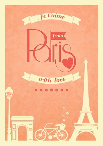 Cartel retro vintage amor de París vector