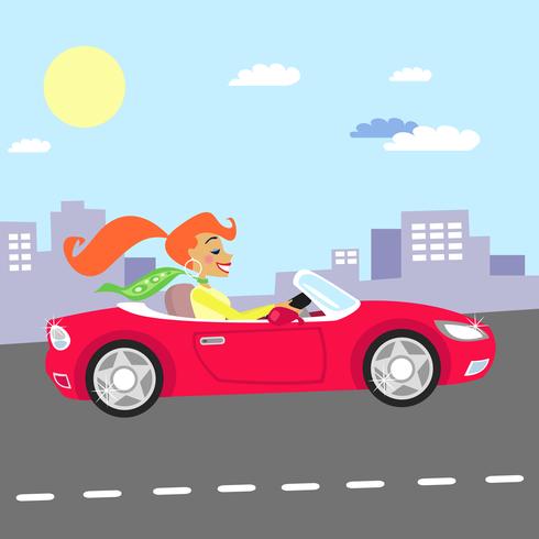girl in car vector