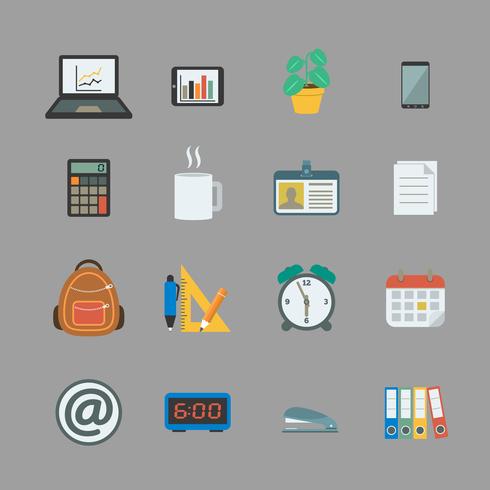 Business collection of office supplies vector