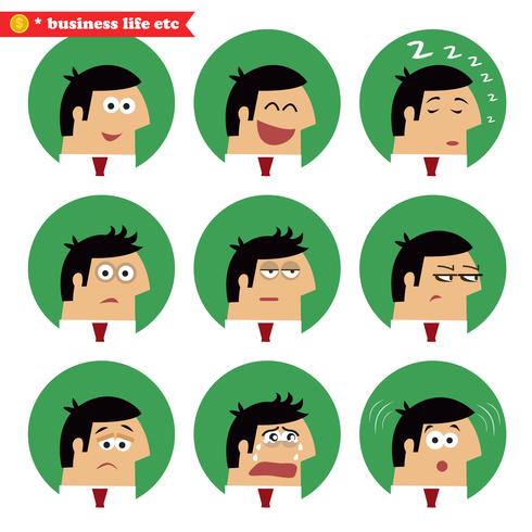 Emociones faciales de negocios vector