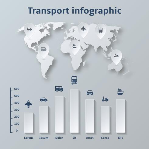 Elementos de infografía de papel de transporte vector