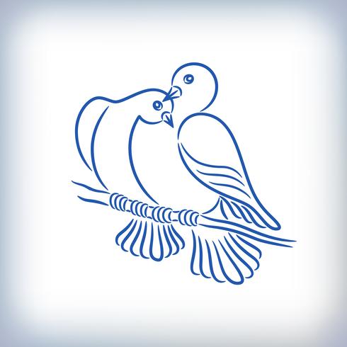 Symbol of two lovely pigeons vector