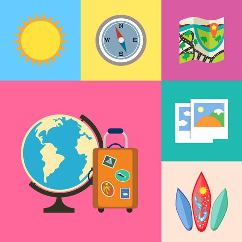 Vacation holidays and travel icons set vector