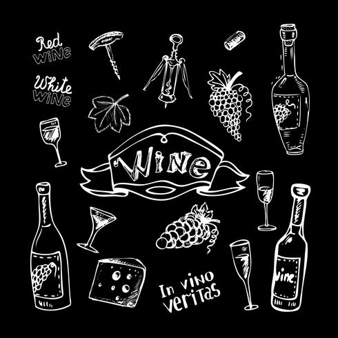 Wine set on chalkboard vector