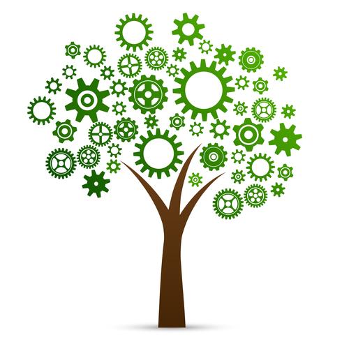 Concepto de innovación industrial del árbol. vector