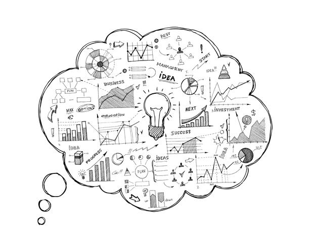 Doodle speech bubble icon with infographics vector