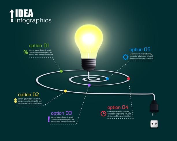 Creative light bulb with options vector