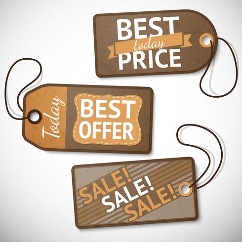 Set of retail cardboard sale tags vector