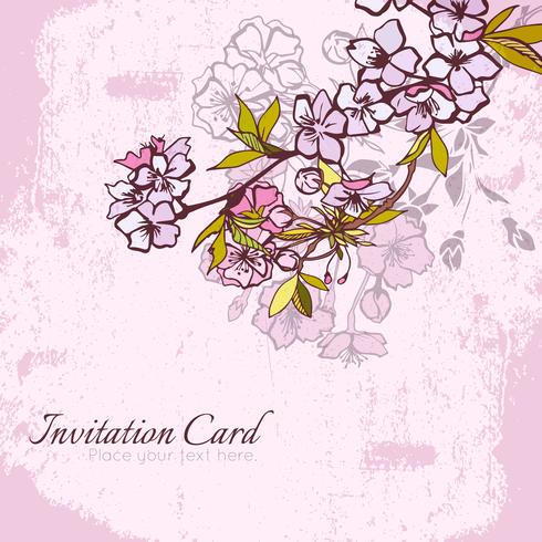 Blossom cherry or sakura invitation postcard vector