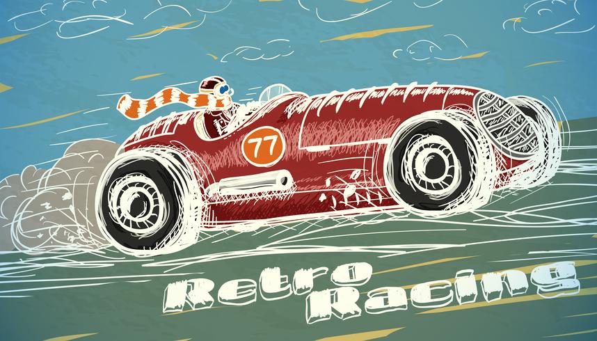 Retro racing car poster vector