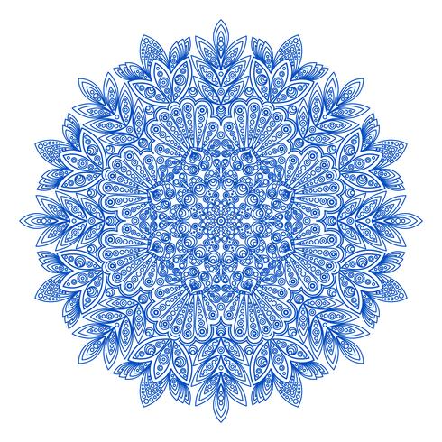 Patrón de copo de nieve redondo ornamental vector