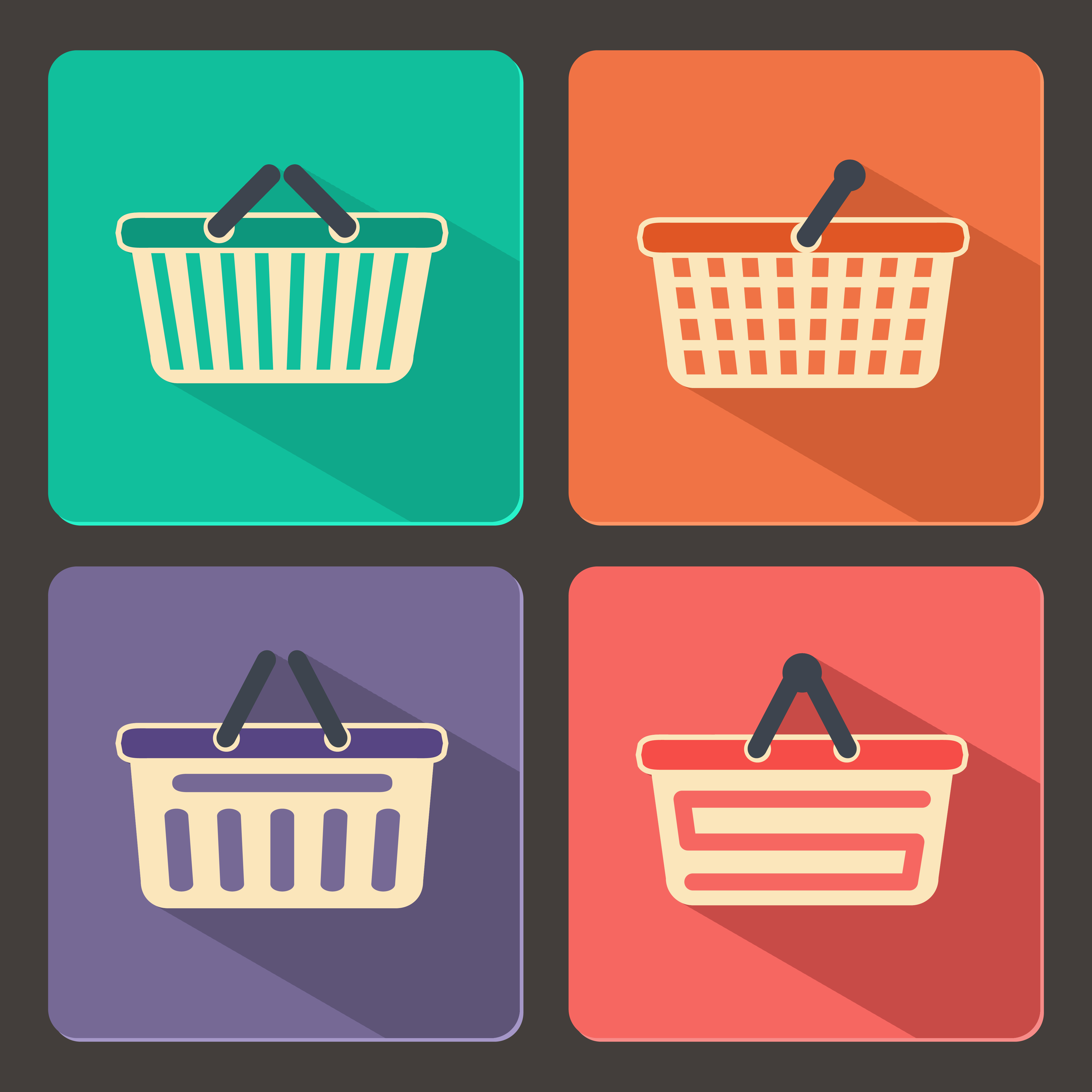 Set of shopping carts and baskets icons 429709 Vector Art at Vecteezy
