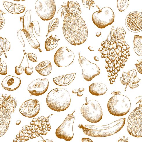 Hand drawn fruits seamless pattern vector