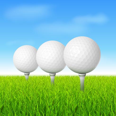 pelotas de golf en la hierba verde vector