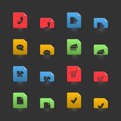 Conjunto de iconos de compras en línea en colillas en movimiento vector