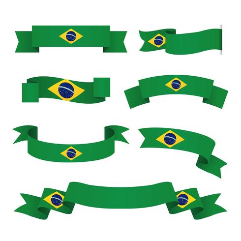 Conjunto de imágenes prediseñadas de la bandera de Brasil vector