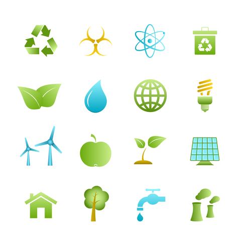 Green eco icons set vector