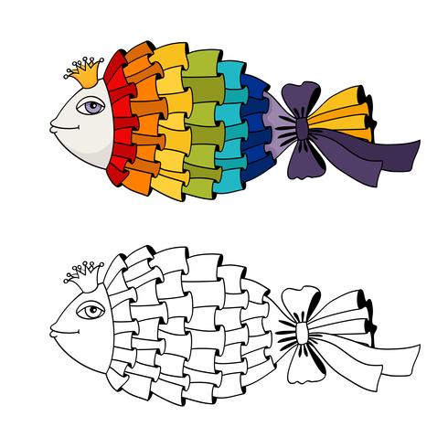 Rainbow fish coloring vector