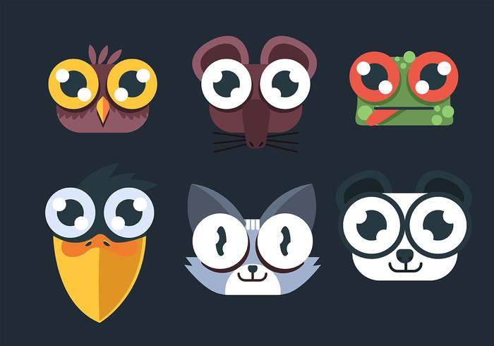 Conjunto de caras de animales vector