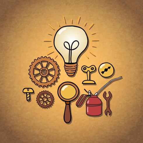 Set of retro machine parts vector