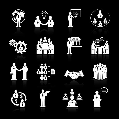 Business team meeting icons set vector