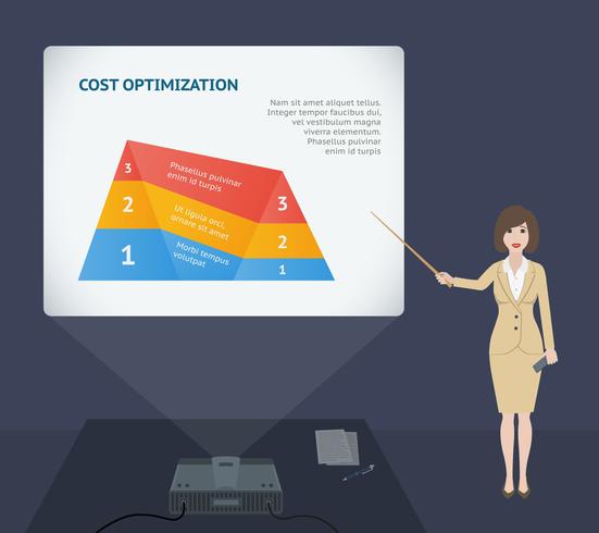 Business woman presentation speech with projector vector