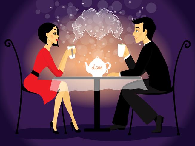 Dating couple scene, love confession vector