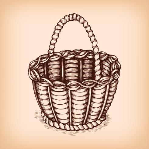 Wicker basket emblem vector