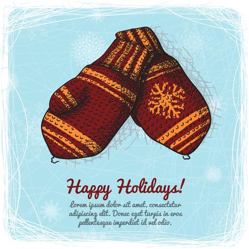 Knitted wool mittens background vector