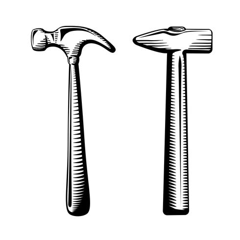 Two isolated hammers vector