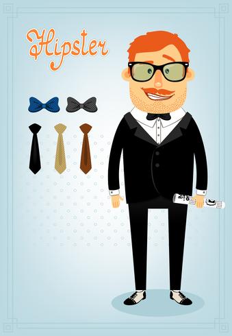 Hipster character pack for business man vector