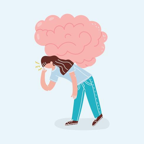 Girl Carrying Her Brain vector